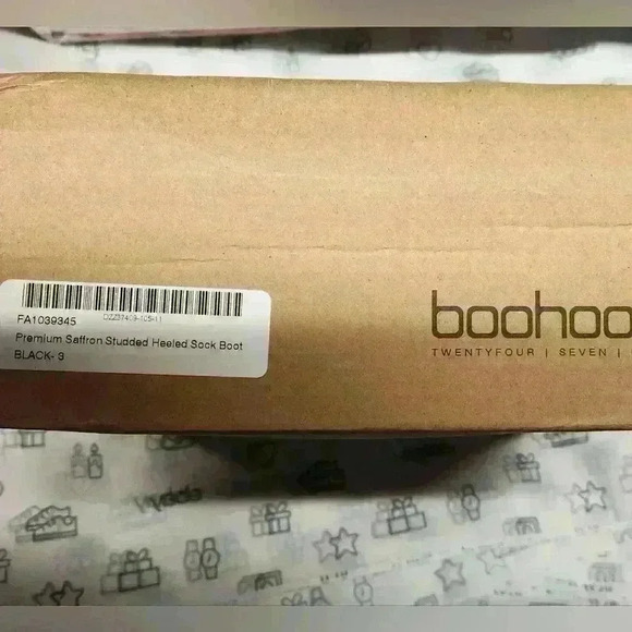 Boohoo Black Premium Saffron Studded Heeled Sock Boot Siz3 3 UK, 5 US; $88 - Picture 4 of 4
